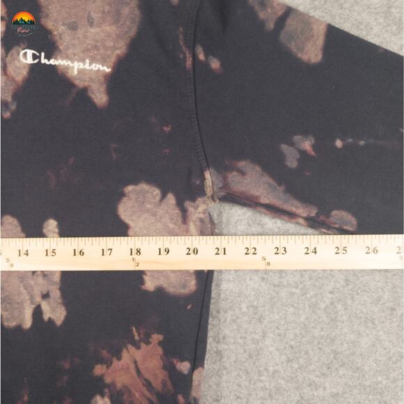 Champion Pullover Hoodie Black Cropped Bleach Tie Dye Streetwear Festi Women's M - Picture 6 of 10